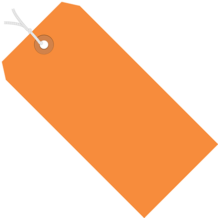 3 <span class='fraction'>3/4</span> x 1 <span class='fraction'>7/8</span>" Orange 13 Pt. Shipping Tags - Pre-Strung